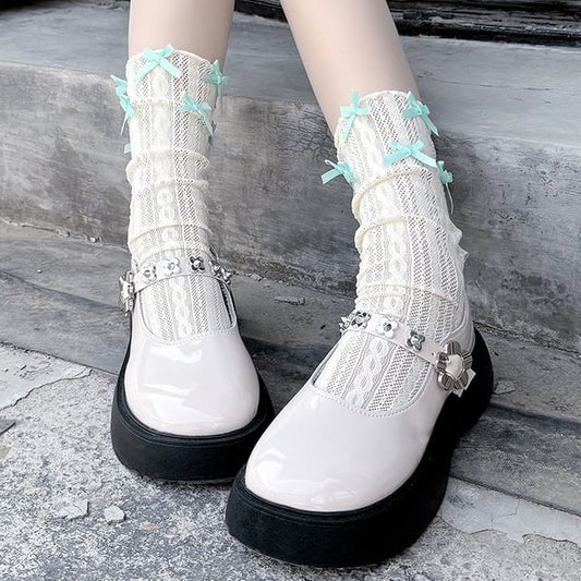 Plain Bow Short Socks