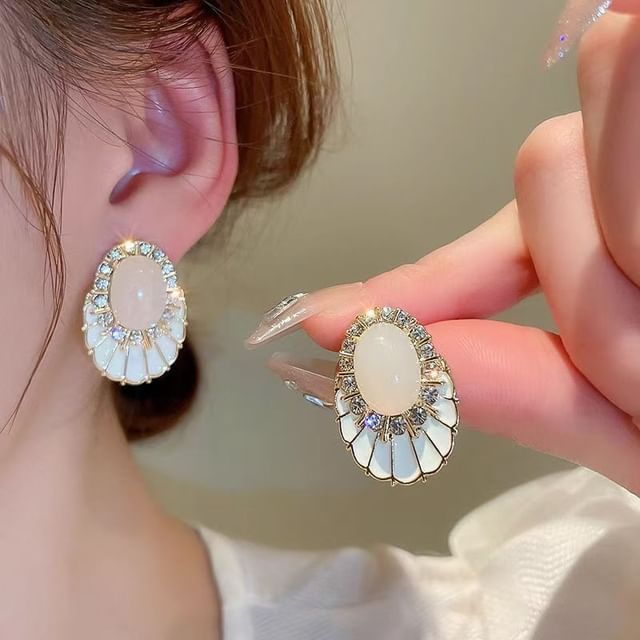 Faux Statement Glaze Earring Gemstone Rhinestone Alloy