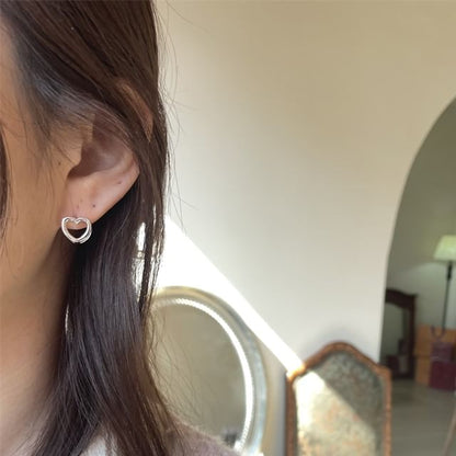 Silver Leverback Sterling Heart Stud Ear