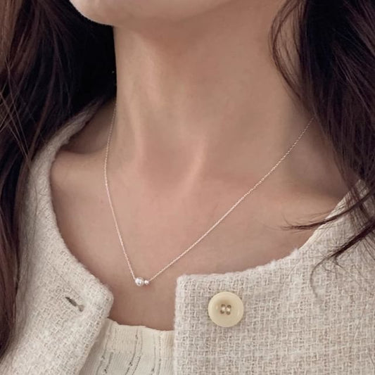 フェイクビーズパールネックレス シルバースターリング