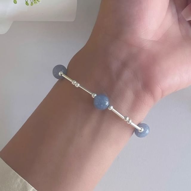 Beaded Bracelet Sterling Gemstone Silver