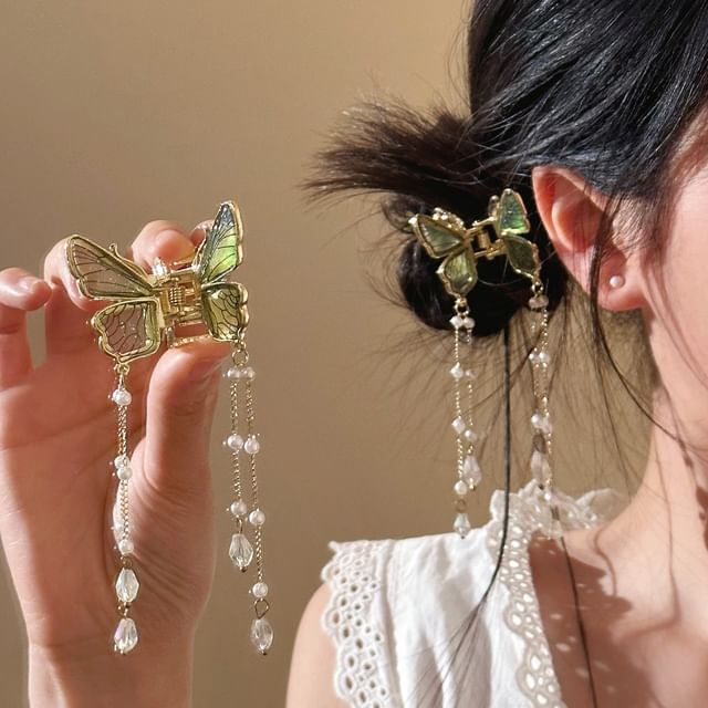 パールクローフェイクヘア バタフライフリンジ