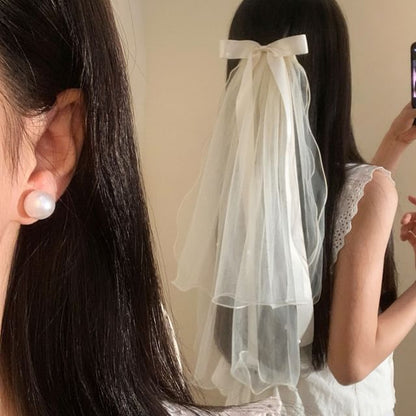 Clip Veil Mesh Bow Hair