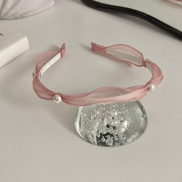 Mesh Faux Headband Pearl