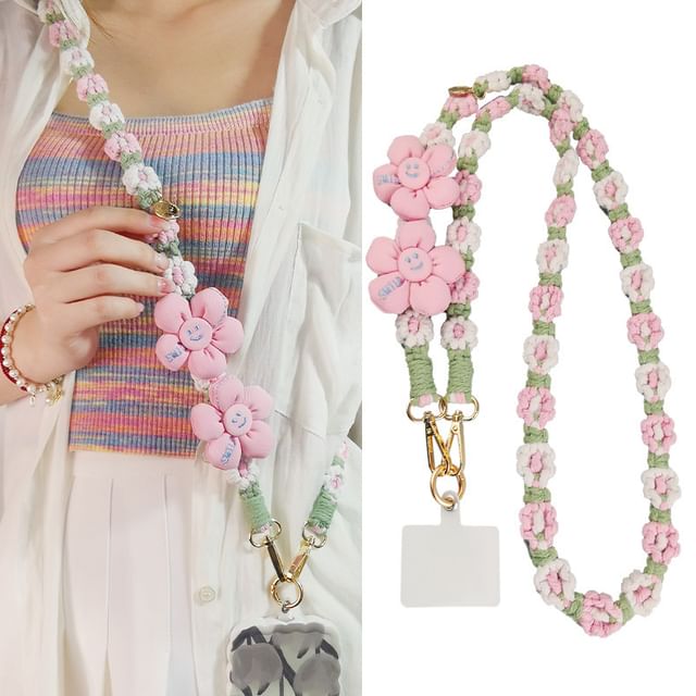 Phone Pad with Lanyard Flower