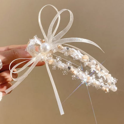 Bow Hair Clip Faux Pearl