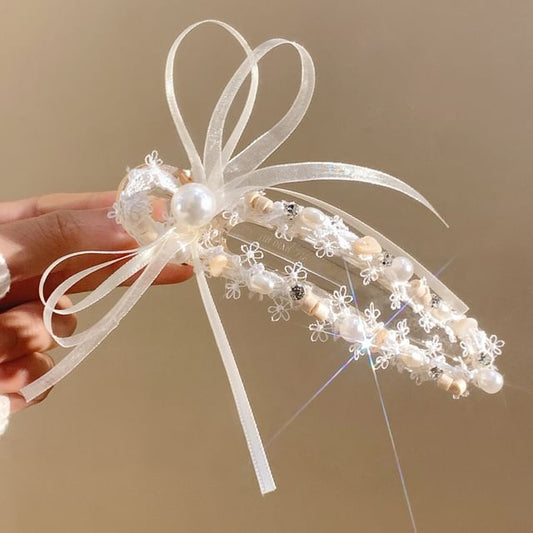 Bow Hair Clip Faux Pearl