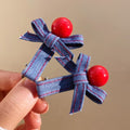 Denim Clip Set Hair Bow