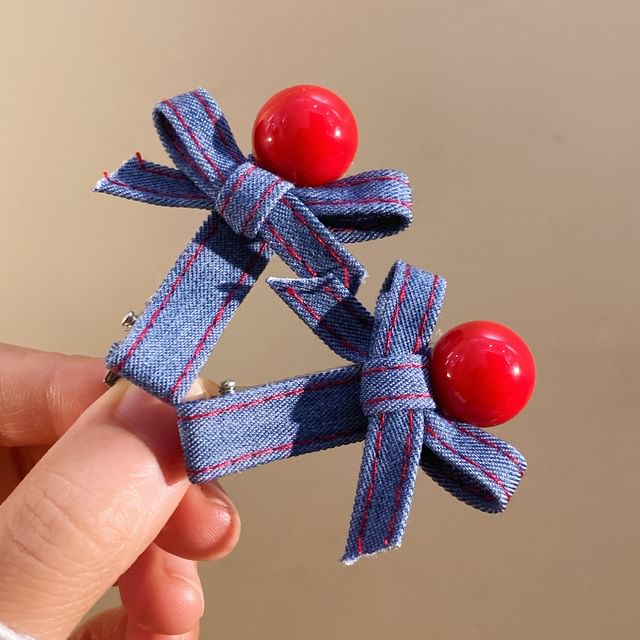 デニムクリップセットヘアリボン