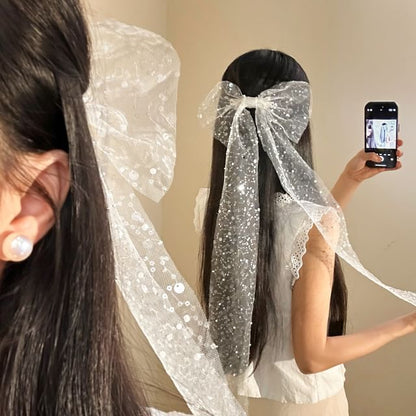 Bow Lace Sequined Hair Clip