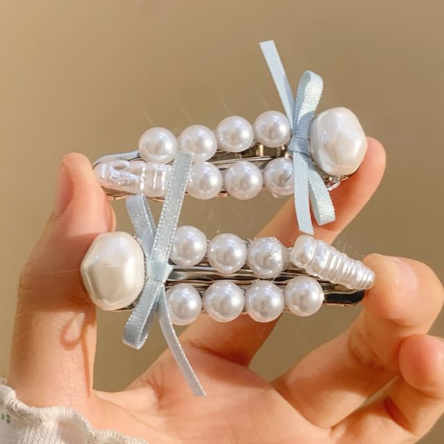 Pearl Faux Hair Set Clip /