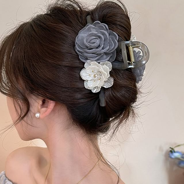 Blumen Acryl Clip Kralle Haar Stoff