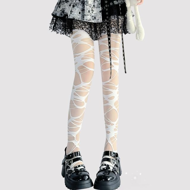 Strumpfhose Uni Distressed