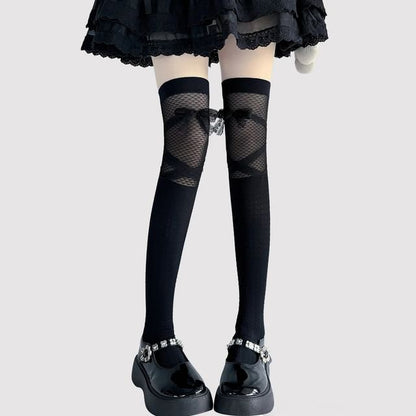 Overknee-Socken mit Schleife