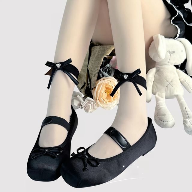 Ribbon Sheer Socks Rhinestone