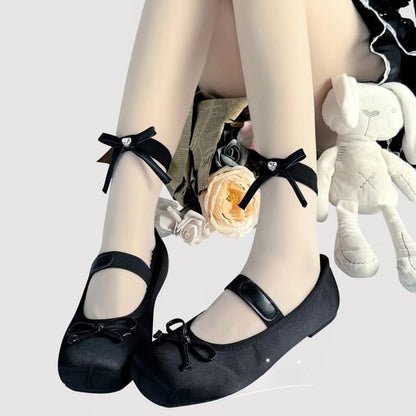 Ribbon Sheer Socks Rhinestone