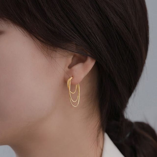 925 mehrlagiger Sterling-Silber-Creolen-Ohrring