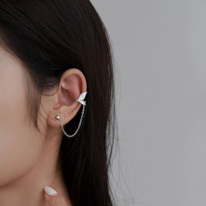 Schwanz Manschette 925 Kette Fisch Silber Sterling Ohr