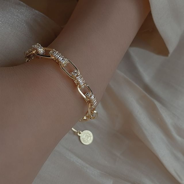 ラインストーンチェーンブレスレット