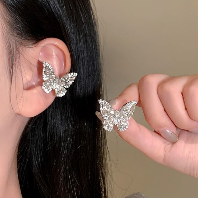 Butterfly Rhinestone Ear Cuff