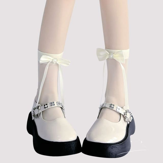 Bow Sheer Socks Crew