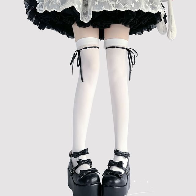 Over-The-Knee Bow Socks