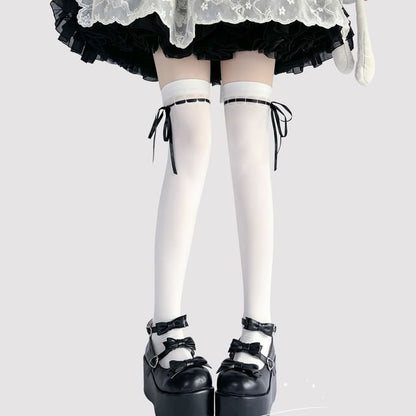 Over-The-Knee Bow Socks