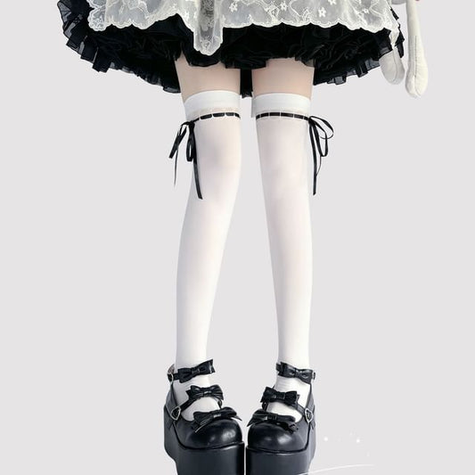 Over-The-Knee Bow Socks
