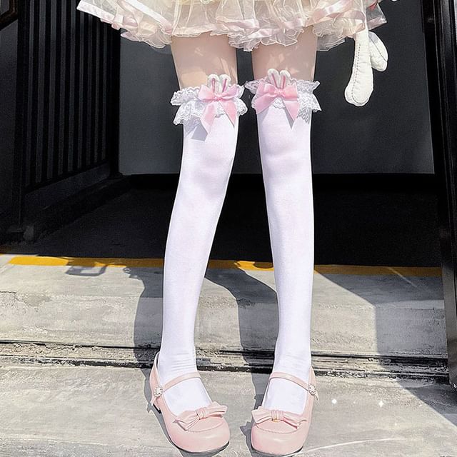 Designs) (Various Bow Trim Socks Lace