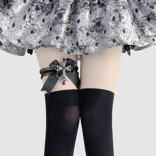 Garter Rhinestone Bow Cross