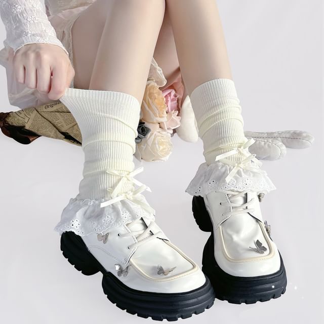 Leg Warmers Trim Lace Bow