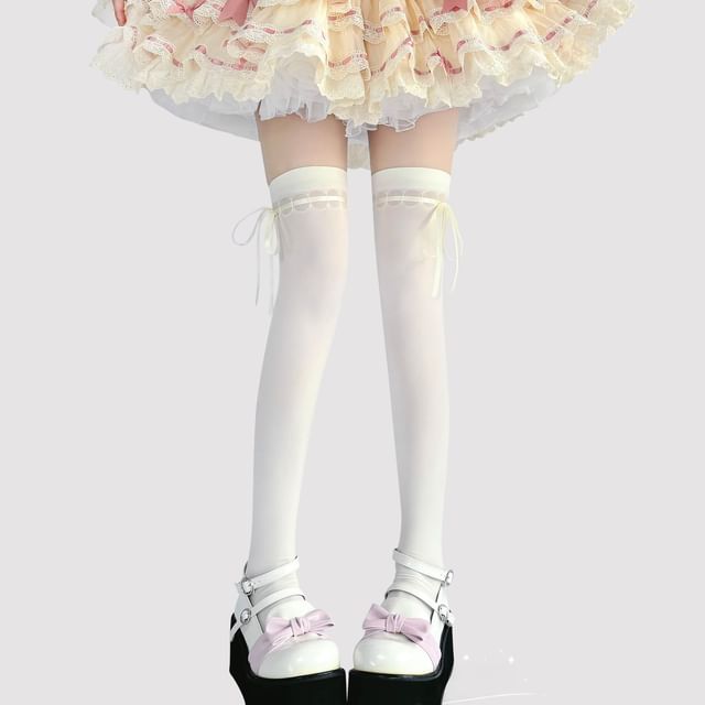 Over-The-Knee Bow Socks