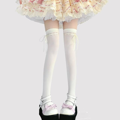 Over-The-Knee Bow Socks