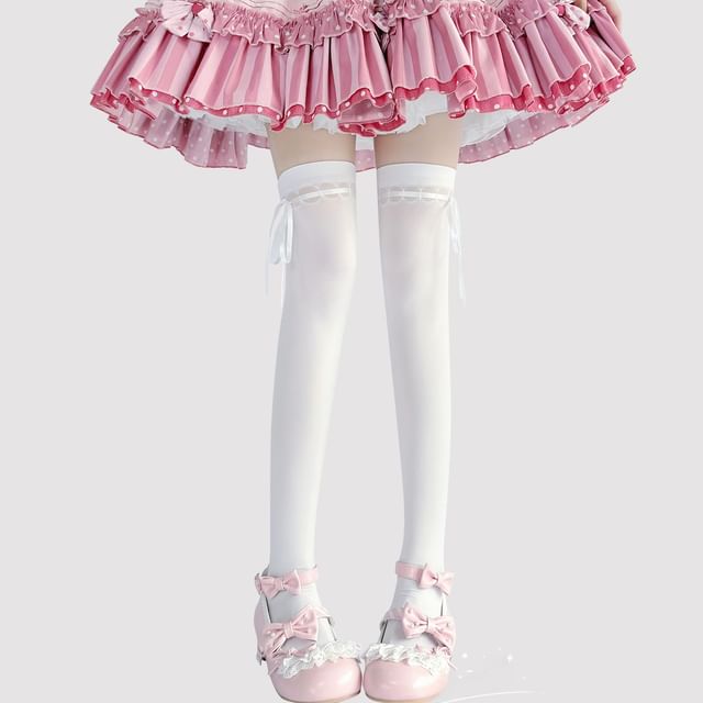 Over-The-Knee Bow Socks