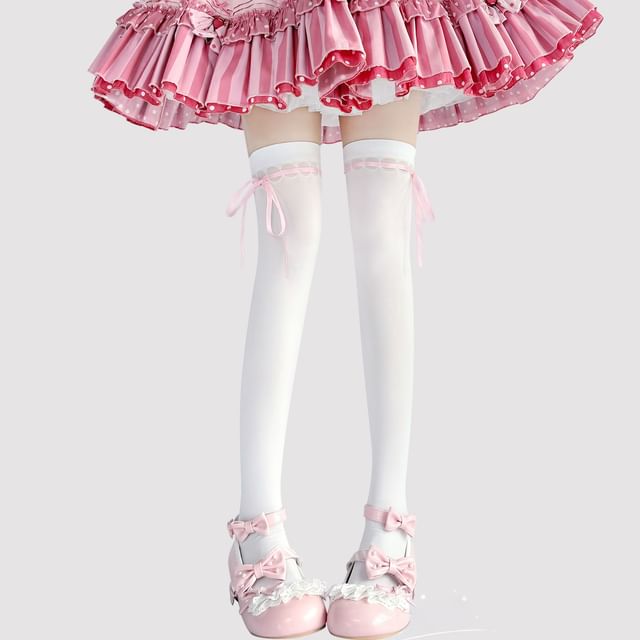 Over-The-Knee Bow Socks