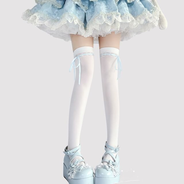 Over-The-Knee Bow Socks