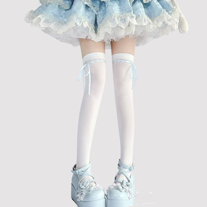 Over-The-Knee Bow Socks