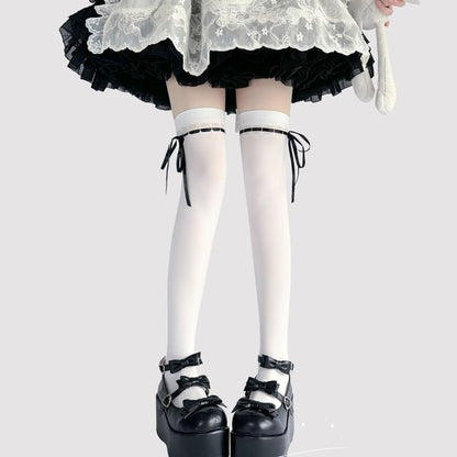 Over-The-Knee Bow Socks