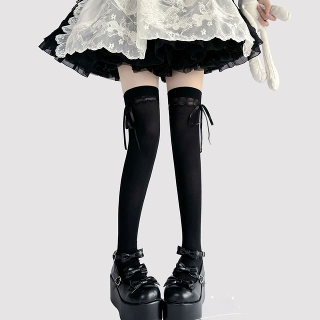 Over-The-Knee Bow Socks