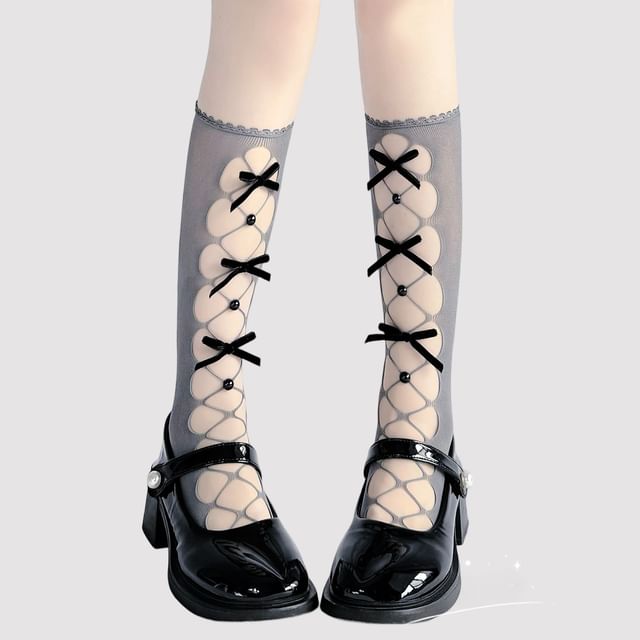 Bow Mid-Calf Socks Cutout
