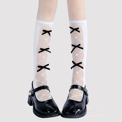Bow Mid-Calf Socks Cutout