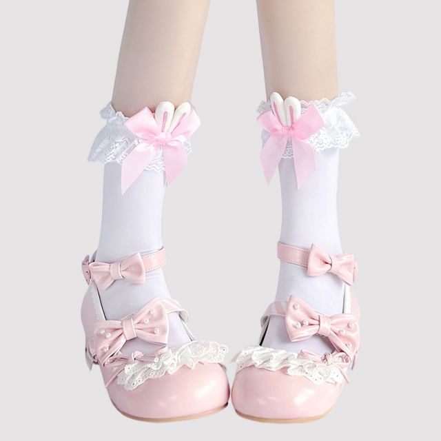 Designs) (Various Bow Trim Socks Lace