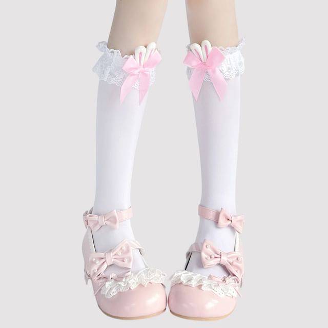 Designs) (Various Bow Trim Socks Lace