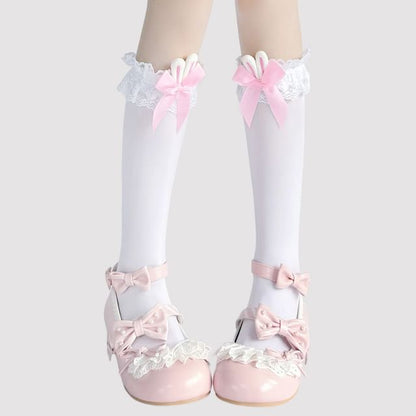 Designs) (Various Bow Trim Socks Lace