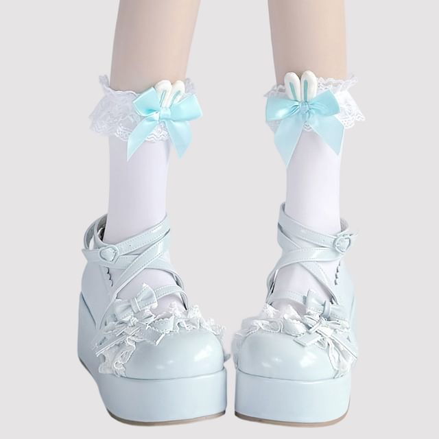 Designs) (Various Bow Trim Socks Lace