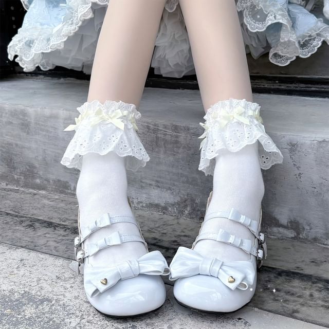 Socks Trim Bow Lace