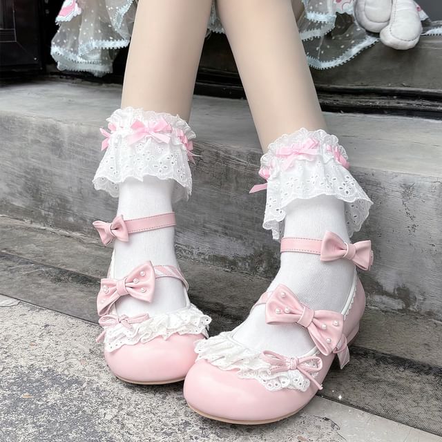 Socks Trim Bow Lace