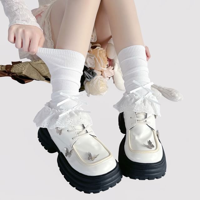 Leg Warmers Trim Lace Bow