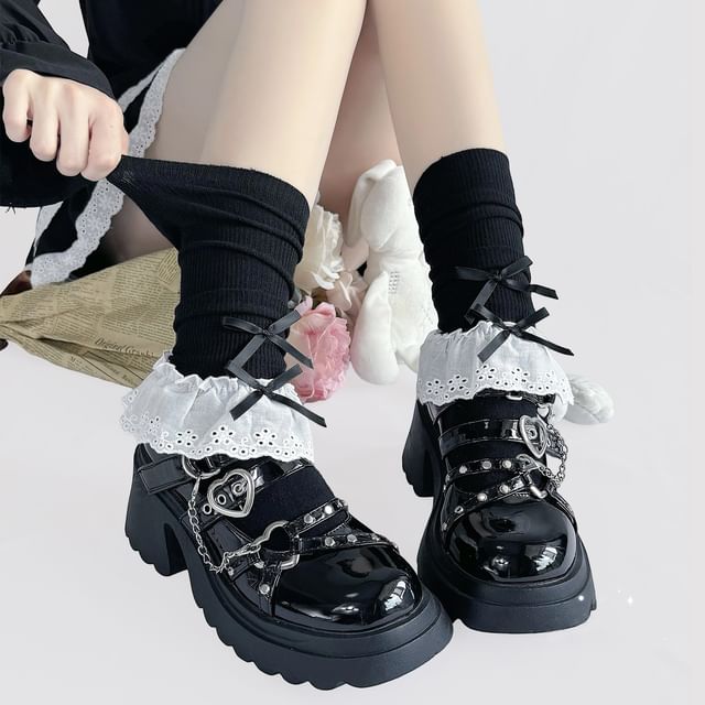 Leg Warmers Trim Lace Bow