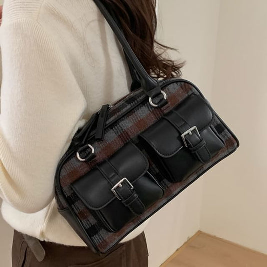 Plaid Fabric Shoulder Bag